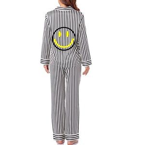 HIPCHIK COUTURE black and white striped Smiley Face Pajama Set
